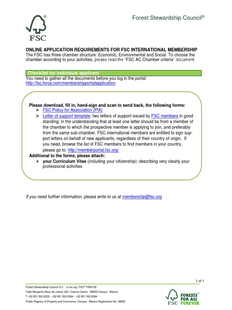 FSC Individual Membership Requirements | PDF