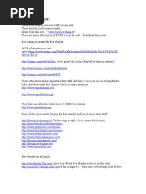 Free eBooks Sites List
