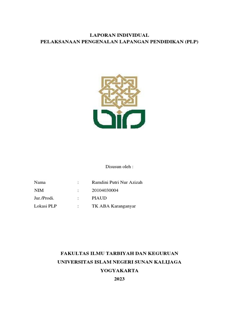 Contoh Format Laporan PLP UIN Sunan Kalijaga | PDF