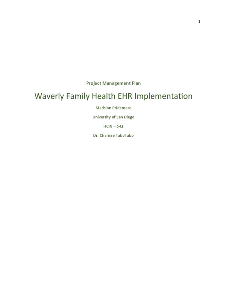 Waverly Family Health EHR Plan | PDF | Electronic Health Record | Computing