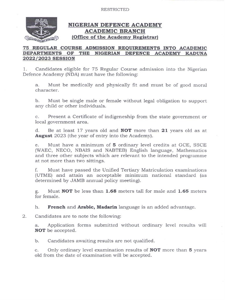 Admission Requirement PDF