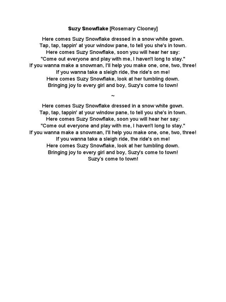 Suzy Snowflake [Rosemary Clooney] PDF