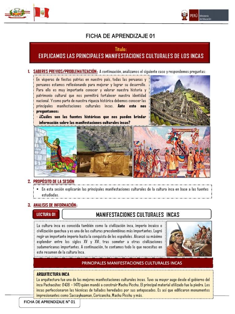 1 Sesión de Aprendizaje - CS 2°grado | PDF | Imperio Inca | Machu Picchu