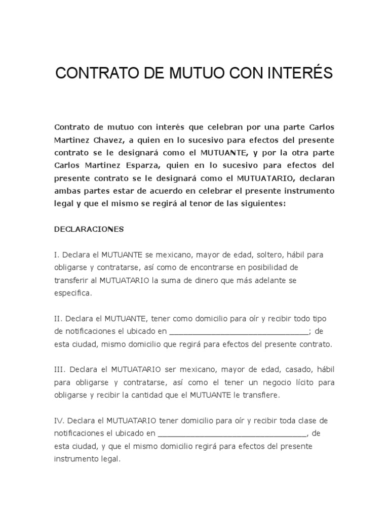 Contrato de Mutuo con Interés Mutuo | PDF | Justicia | Crimen y violencia