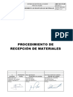 INDC-SGC-PC-007 Procedimiento de Recepción de Materiales