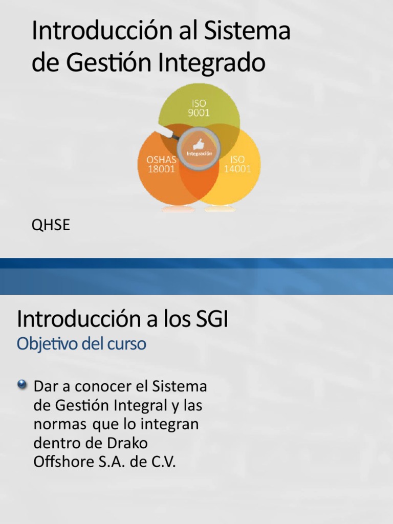 Introducción Al SGI | PDF | Seguridad y salud ocupacional | Sistema de ...