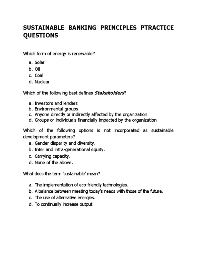 Sustainable Banking Principles Overview | PDF | Sustainability ...