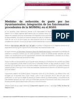 Medidas de Reducción de Gasto Por Los Ayuntamientos - Integración de Los Funcionarios Procedentes de La MUNPAL en El RGSS. - ACAL