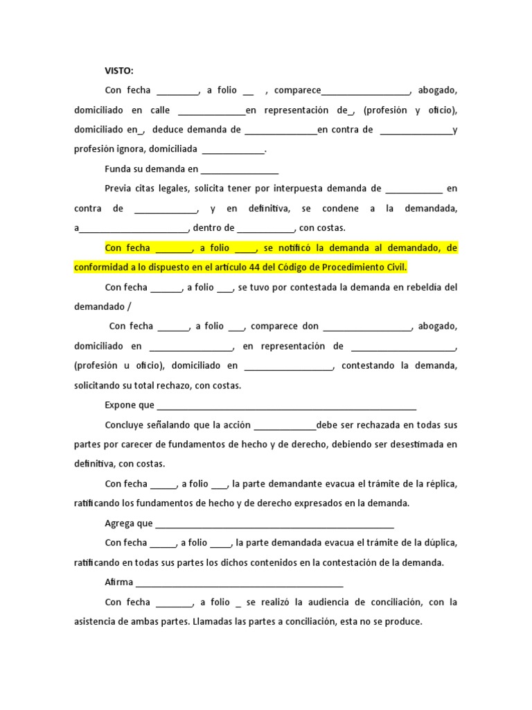 Modelo Sentencia Juicio Ordinario (1) | PDF | Demanda judicial | Justicia