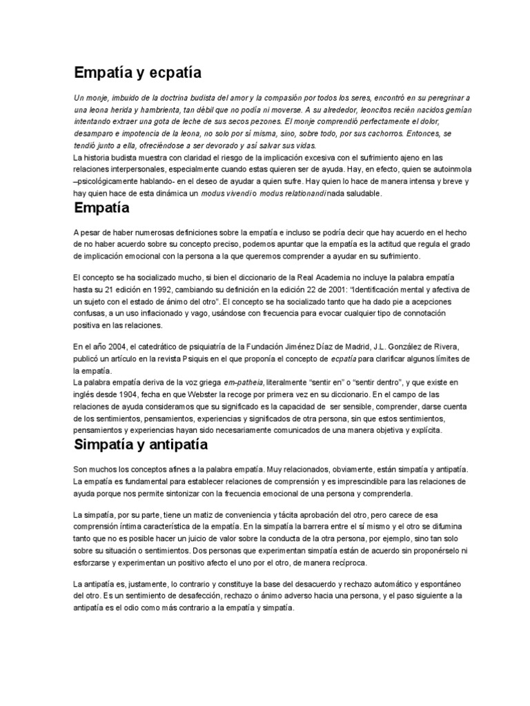 La Empatía y su Equilibrio Emocional | PDF | Empatía | Las emociones