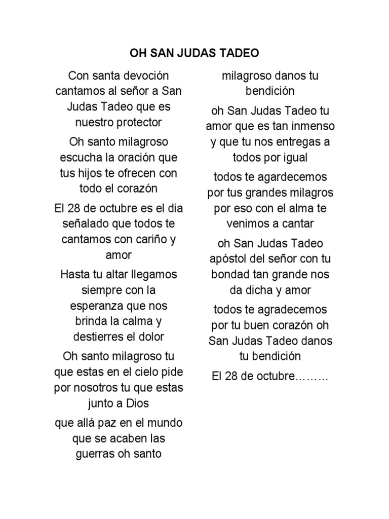 Alabanzas a San Judas Tadeo | PDF | Poesía