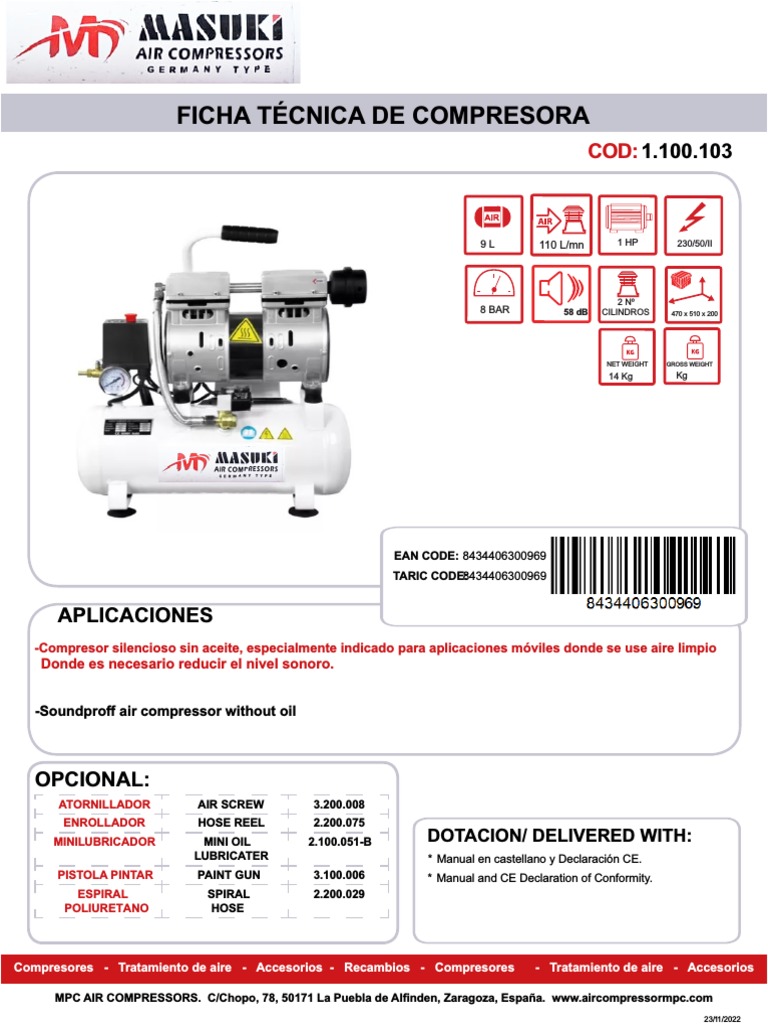 Compresora Ficha Tecnica | PDF