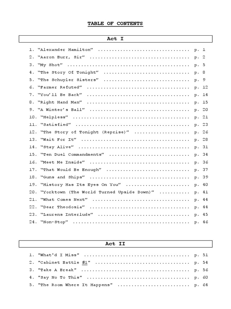 Hamilton Full Script Overview | PDF | Hamilton (Musical) | Musical Theatre