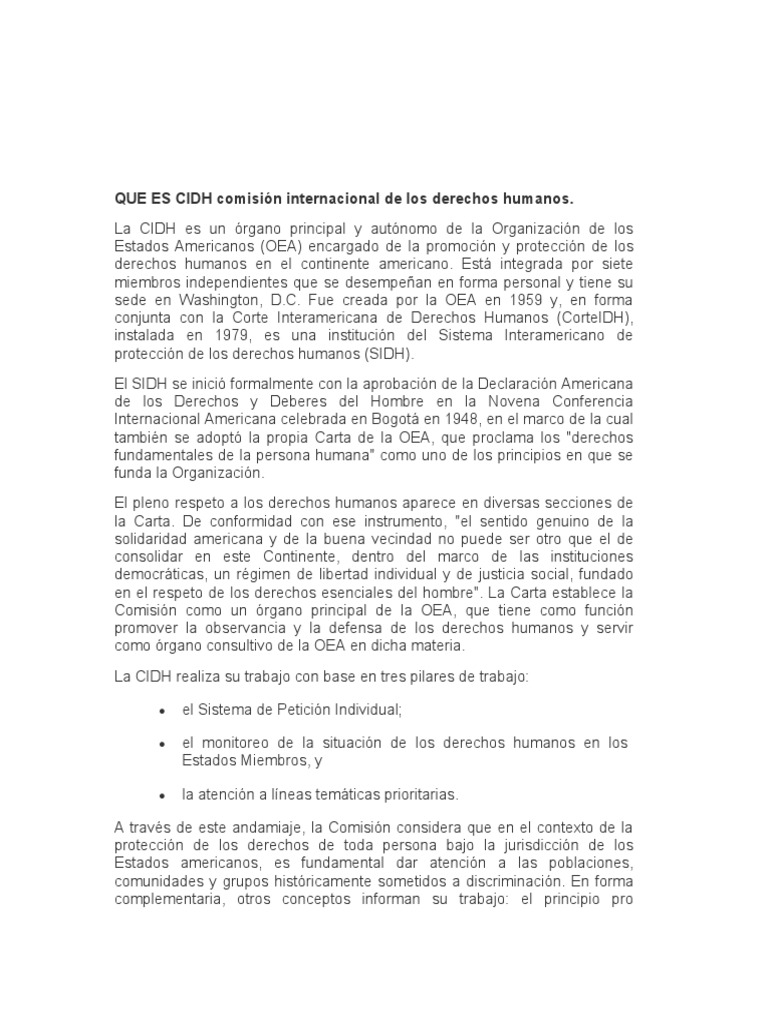 Funciones de la CIDH en Derechos Humanos | PDF | Gobierno | Justicia
