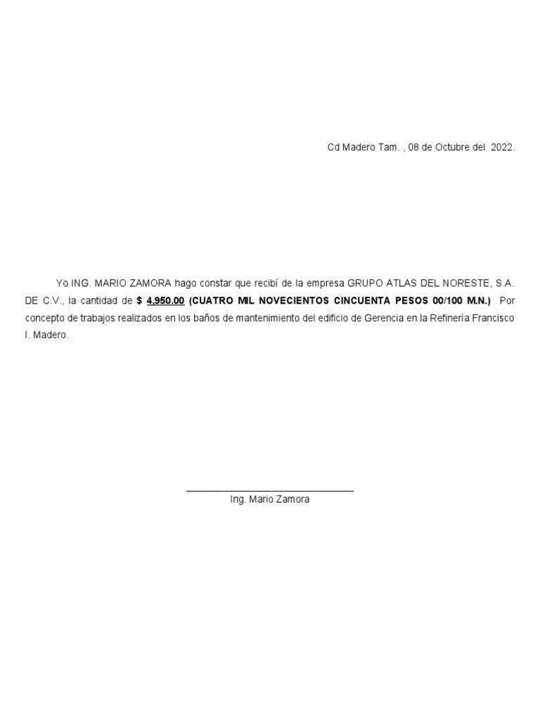 Recibo de Dinero | PDF