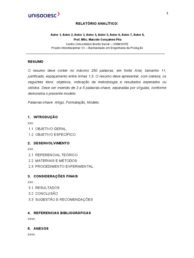 0 Modelo Relatório Analítico Pesquisa Acadêmica | PDF | Citação