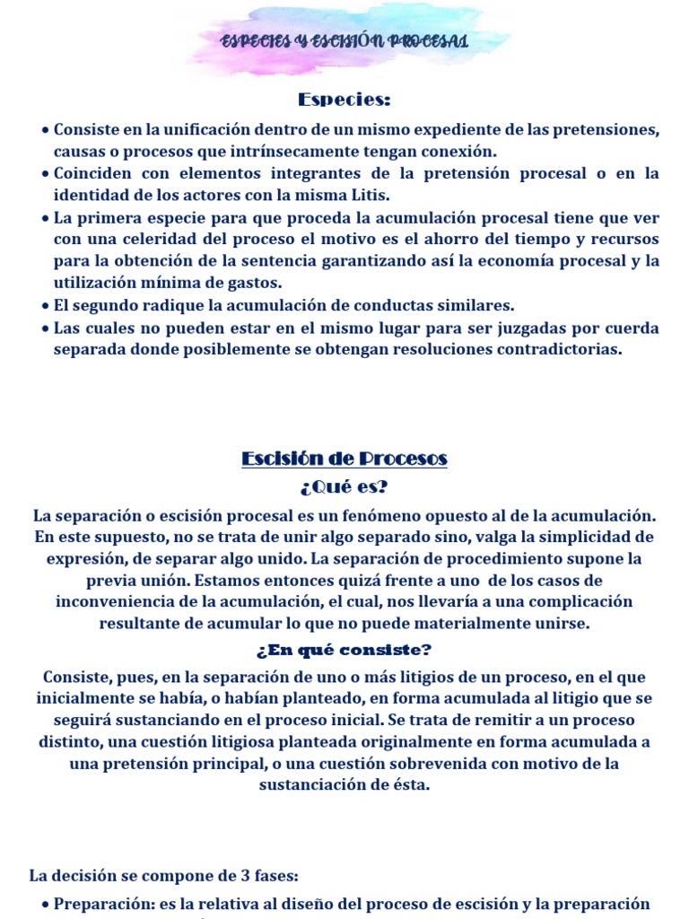 Escisión Procesal: Definición y Fases | PDF | Ley procesal | Justicia