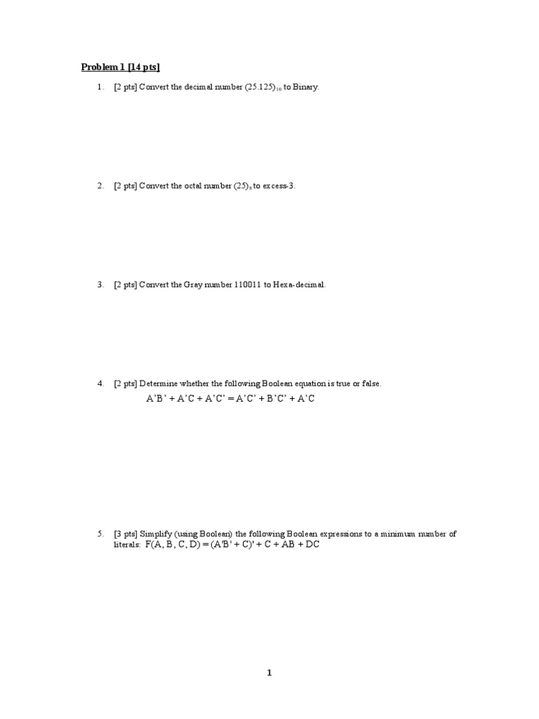 Boolean Algebra and Circuit Design Problems | PDF | Computers ...