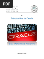 Lab 1 Introduction To Oracle