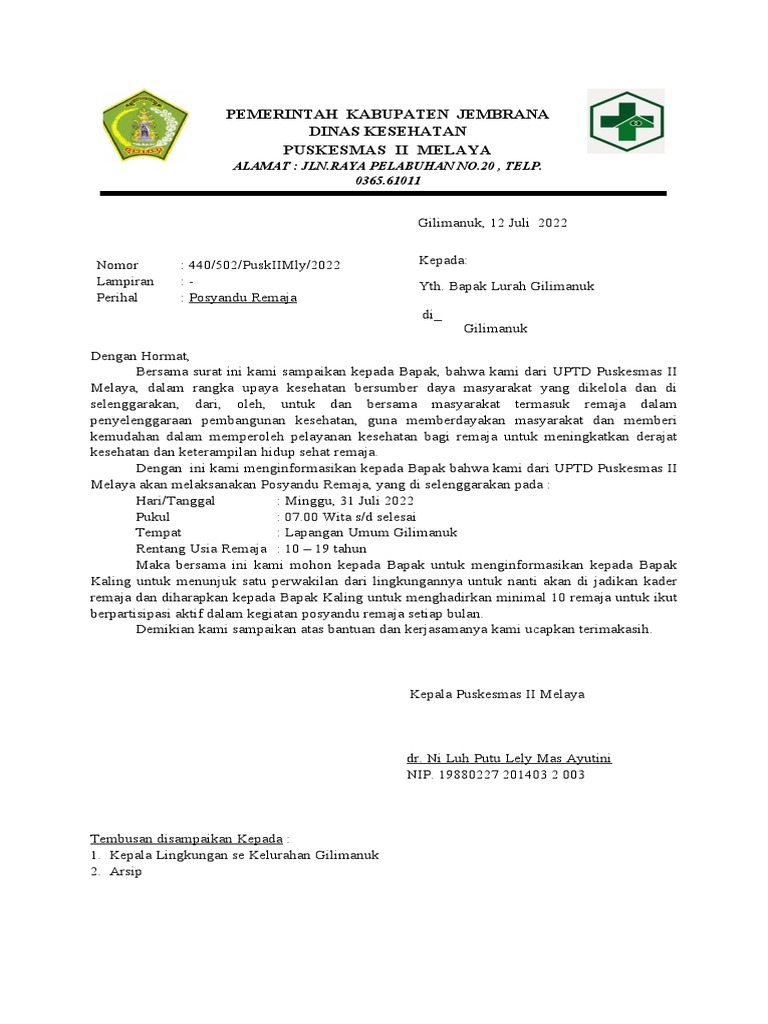Undangan Posyandu Remaja | PDF