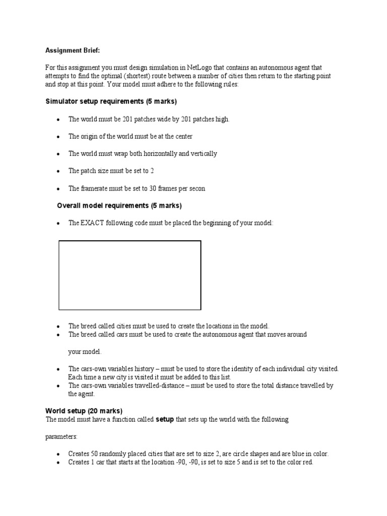 NetLogo CW PDF Computing Computer Science