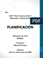 1er Grado Planificación Religión Semana Del 6 Al 10 Junio