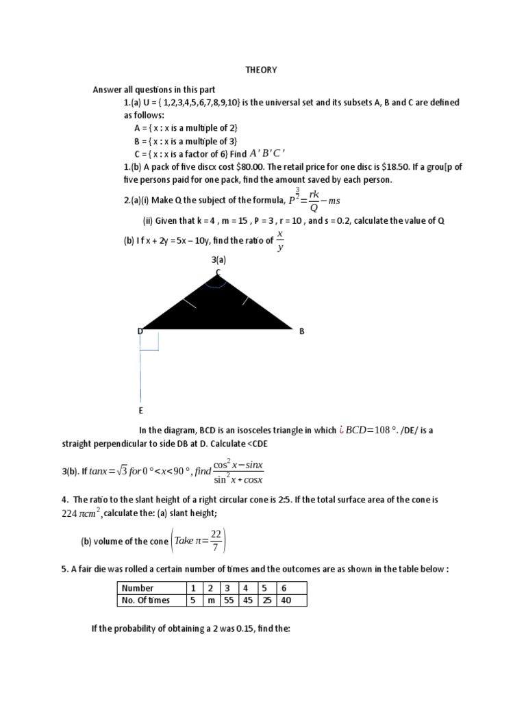 Mathematics Questions App