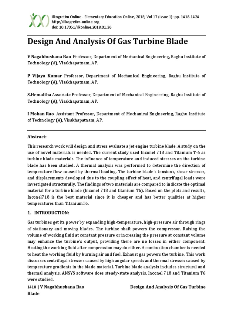 Design and Analysis of Gas Turbine Blade PDF Deformation