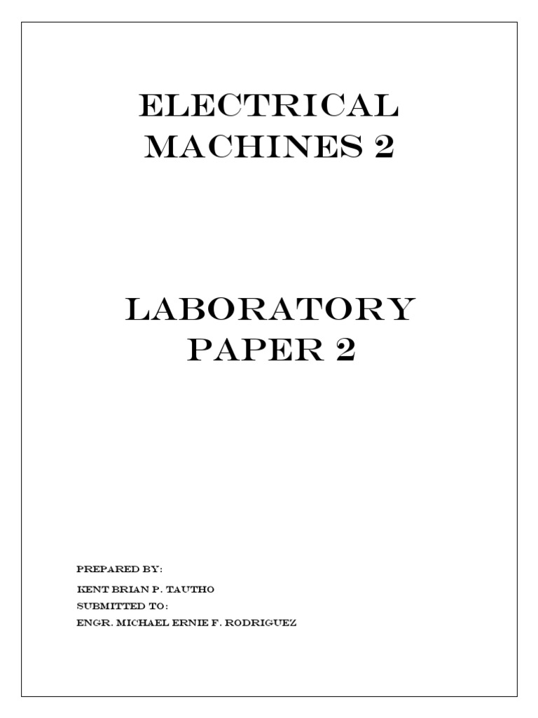 ELECTRICAL MACHINES 2 LABORATORY PAPER 2 PDF Transformer