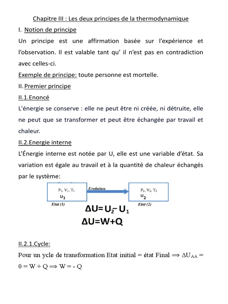 Principes fondamentaux de la thermodynamique | PDF | Enthalpie | Chaleur