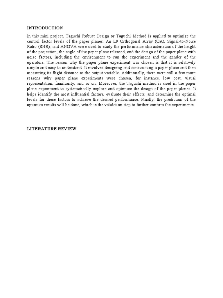 Taguchi Method for Paper Planes | PDF | Signal To Noise Ratio | Decibel