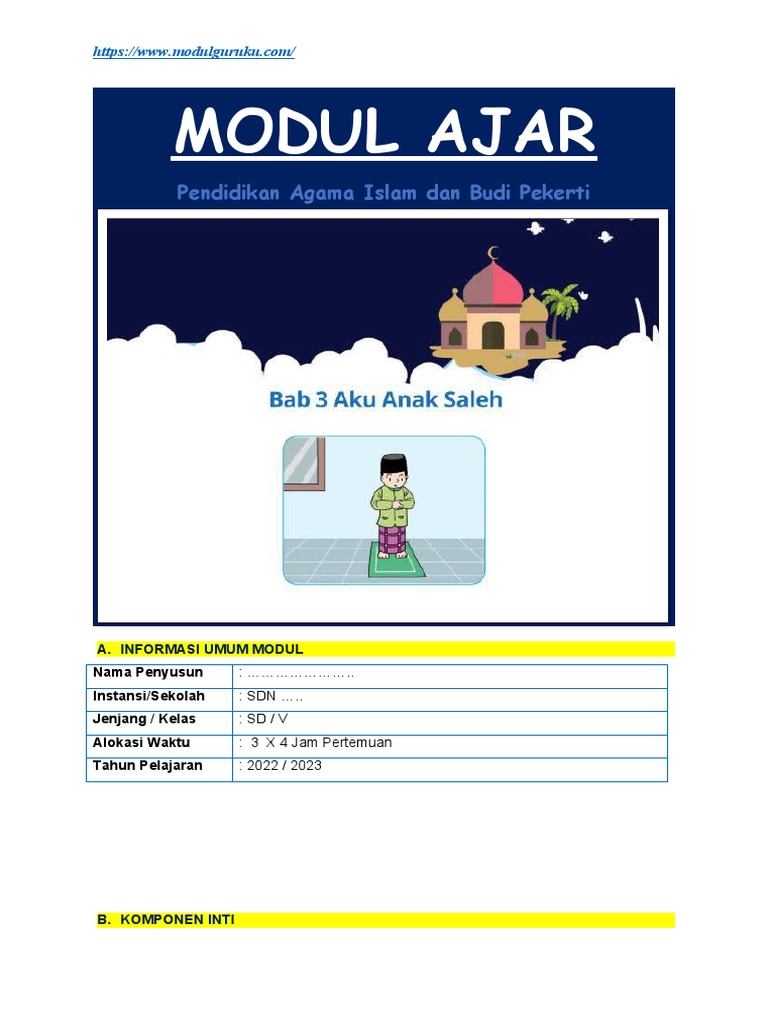 Modul Ajar PAI Dan Budi Pekerti Kelas 5 Bab 3 Kurikulum Merdeka | PDF