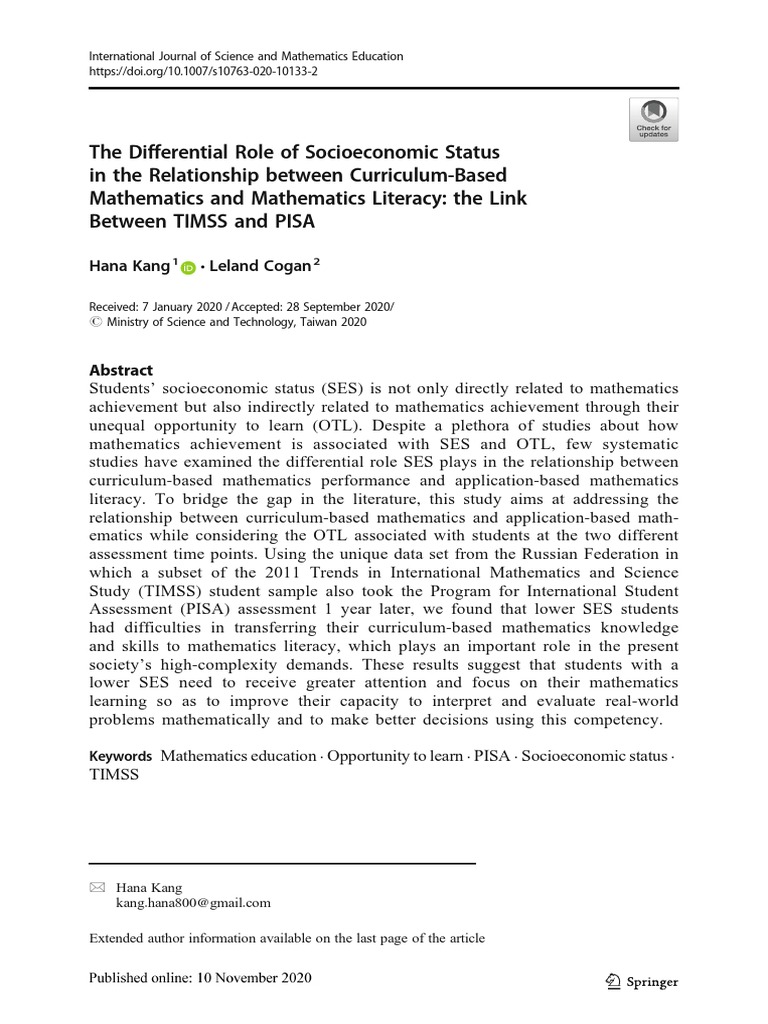 The Differential Role of Socioeconomic Status in The Relationship
