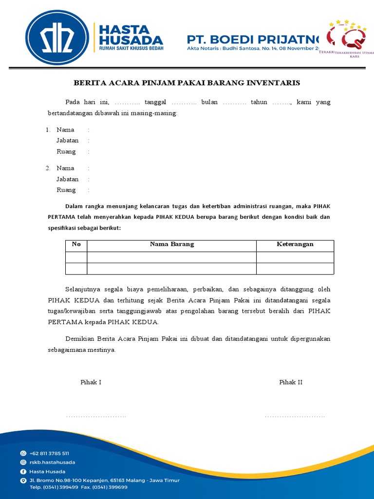 Berita Acara Peminjaman Bar…