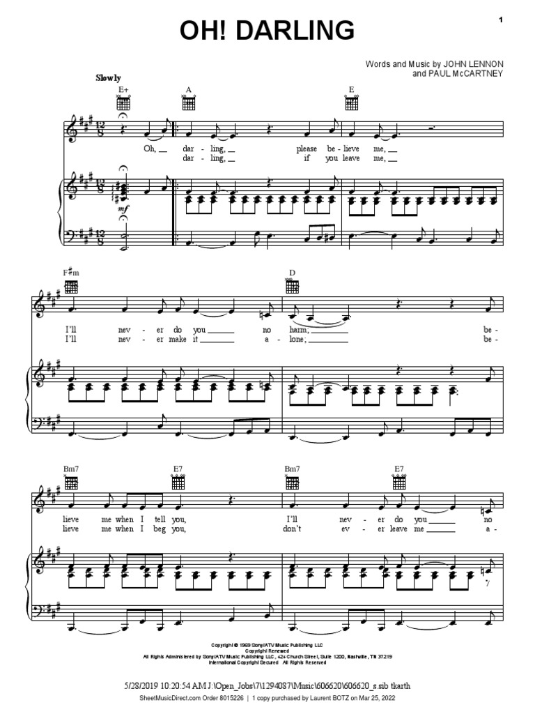 Oh Darling | PDF | The Beatles | British Music, image size:768x1024