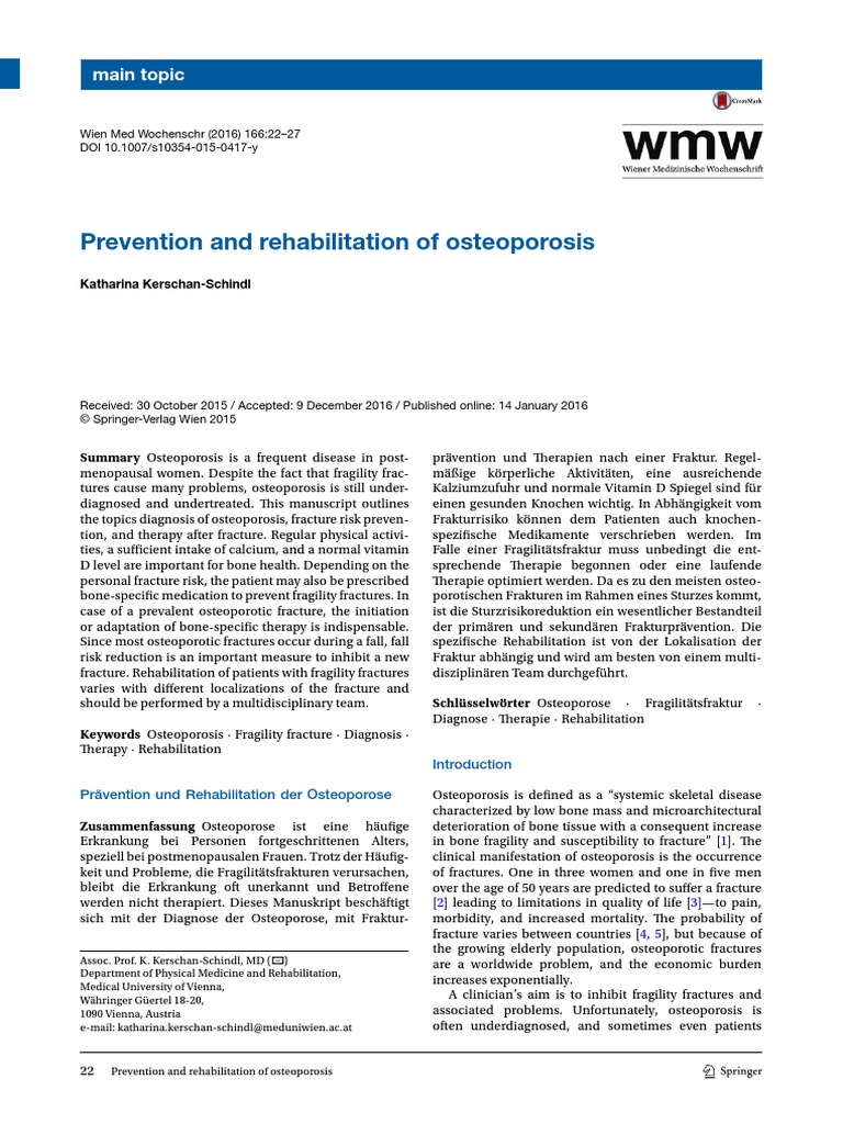 1° Articulo - Prevencion y Rehabilitacion en Osteoporosis | PDF ...