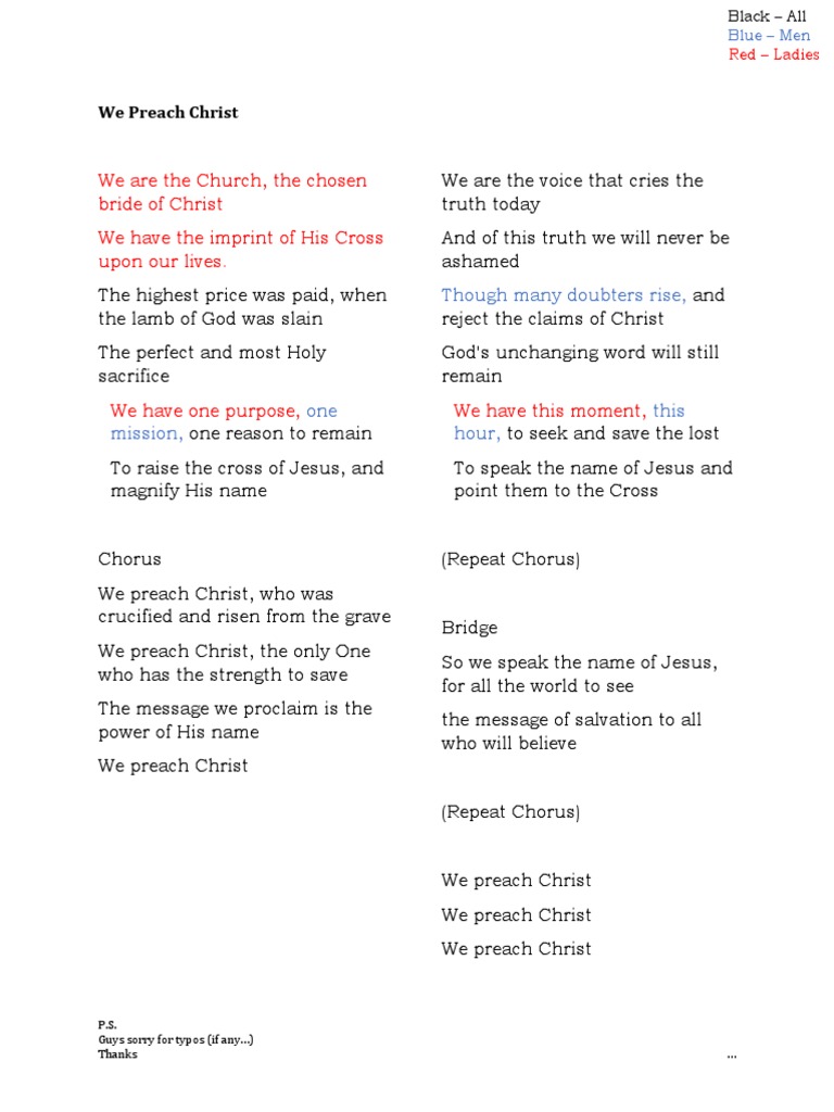 We Preach Christ Pdf