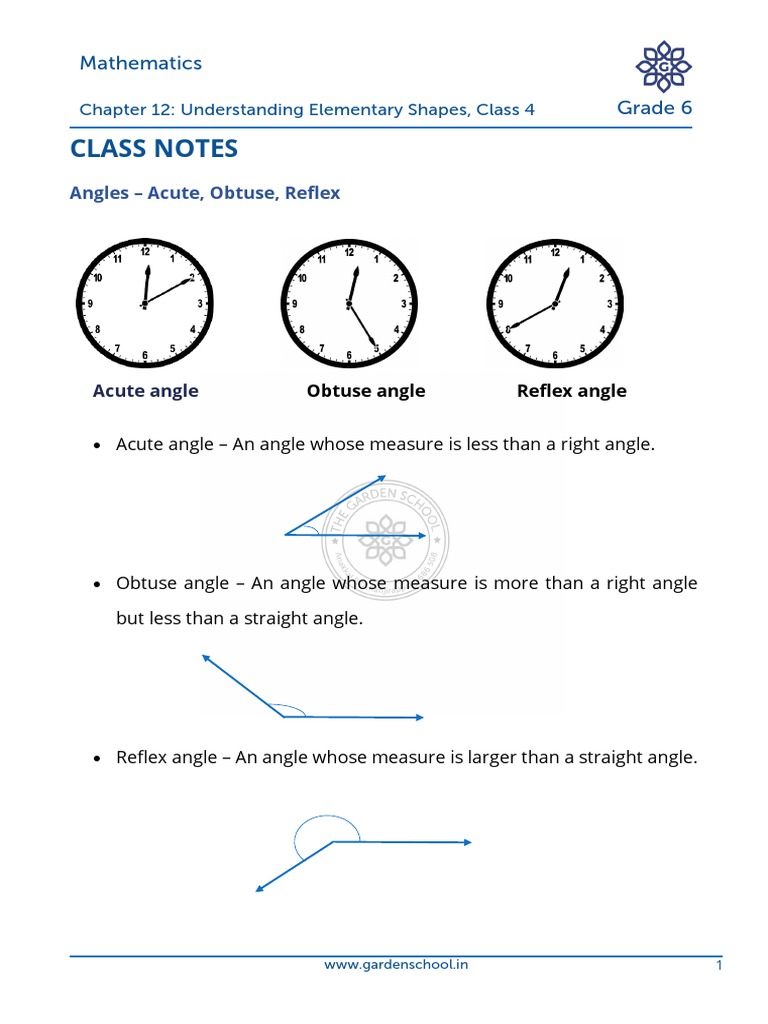 Grade 6 Math: Understanding Angles | PDF