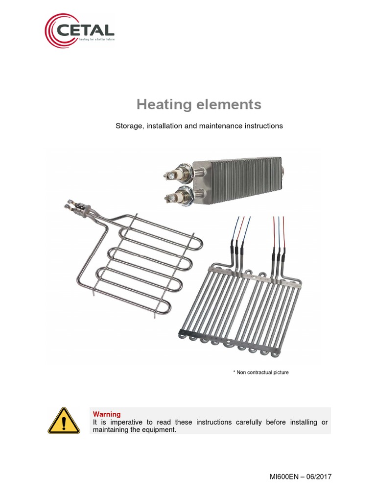CETAL Heating Element Instructions | PDF | Vacuum Tube | Heat