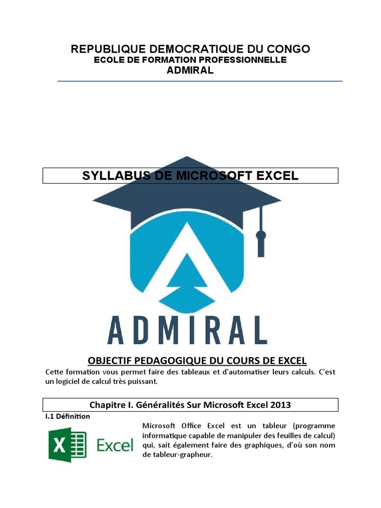 Syllabus de formation Microsoft Excel | PDF | Microsoft Excel ...