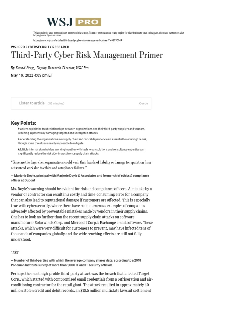 Third-Party Cyber Risk Management | PDF | Security | Computer Security