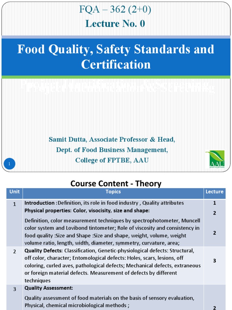 Food Quality and Safety Standards Overview | PDF | Food Safety | Mycotoxin