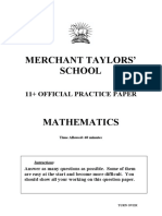 Merchant Taylors School 11 Plus Maths Practice Paper 1 2008