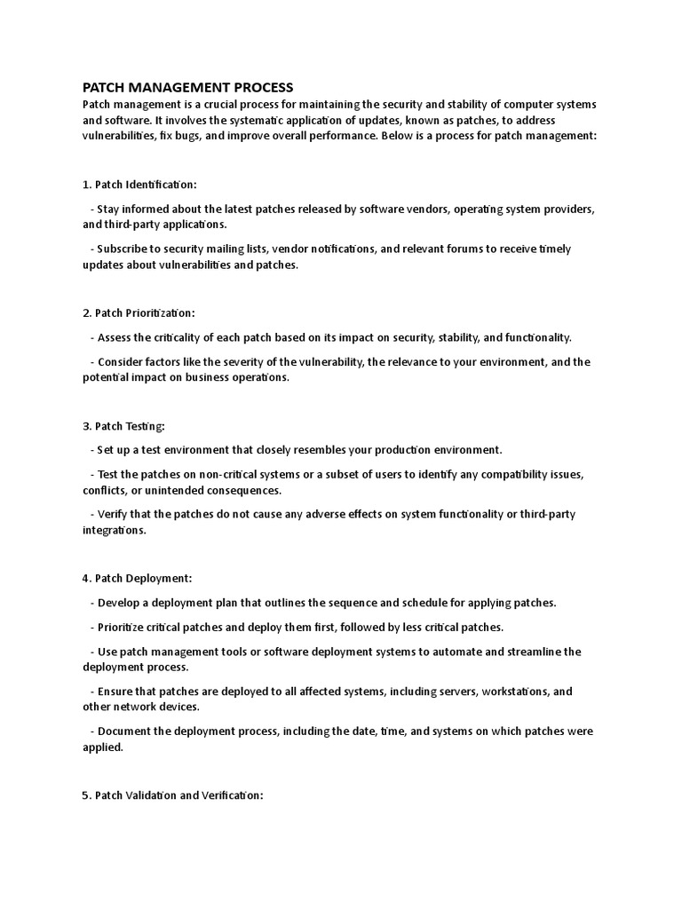 Effective Patch Management Process Guide | PDF | Vulnerability ...
