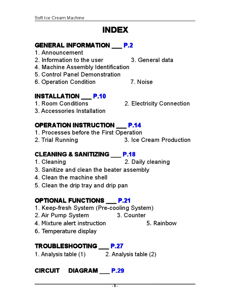 Soft Ice Cream Machine Parts Guide | PDF | Pump | Switch
