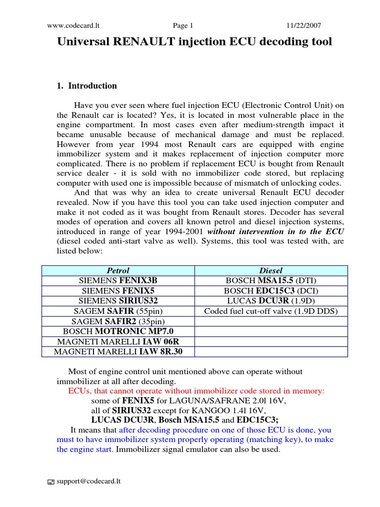 Universal Renault ECU Decoder Tool | PDF | Automotive Technologies ...