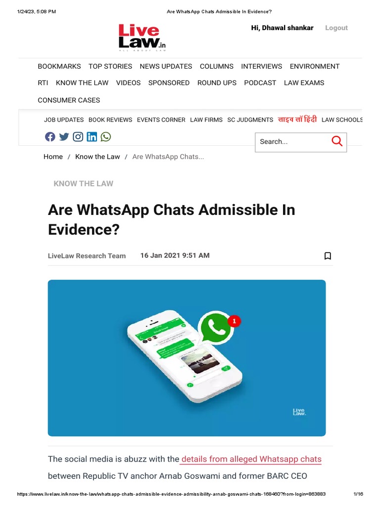 Admissibility of WhatsApp Chats in Court | PDF | Evidence | Bail