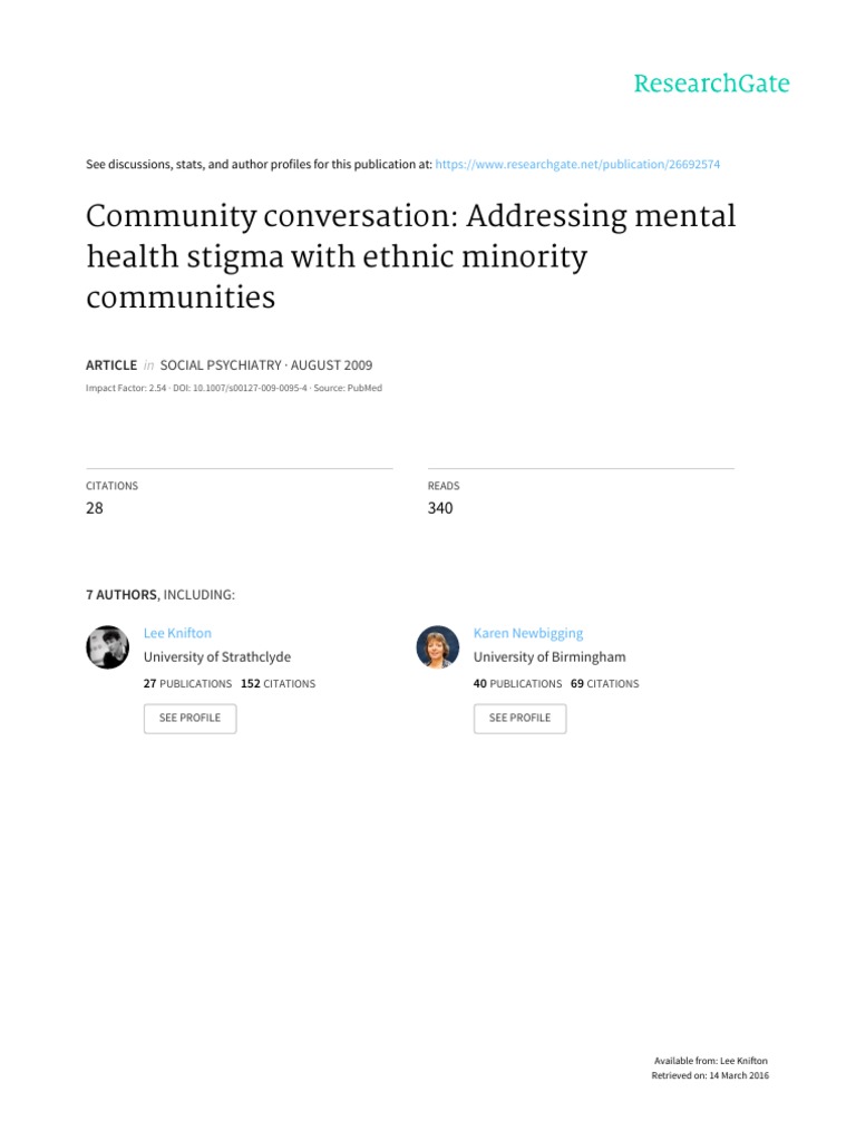 Addressing Mental Health Stigma in Minorities | PDF | Social Stigma ...