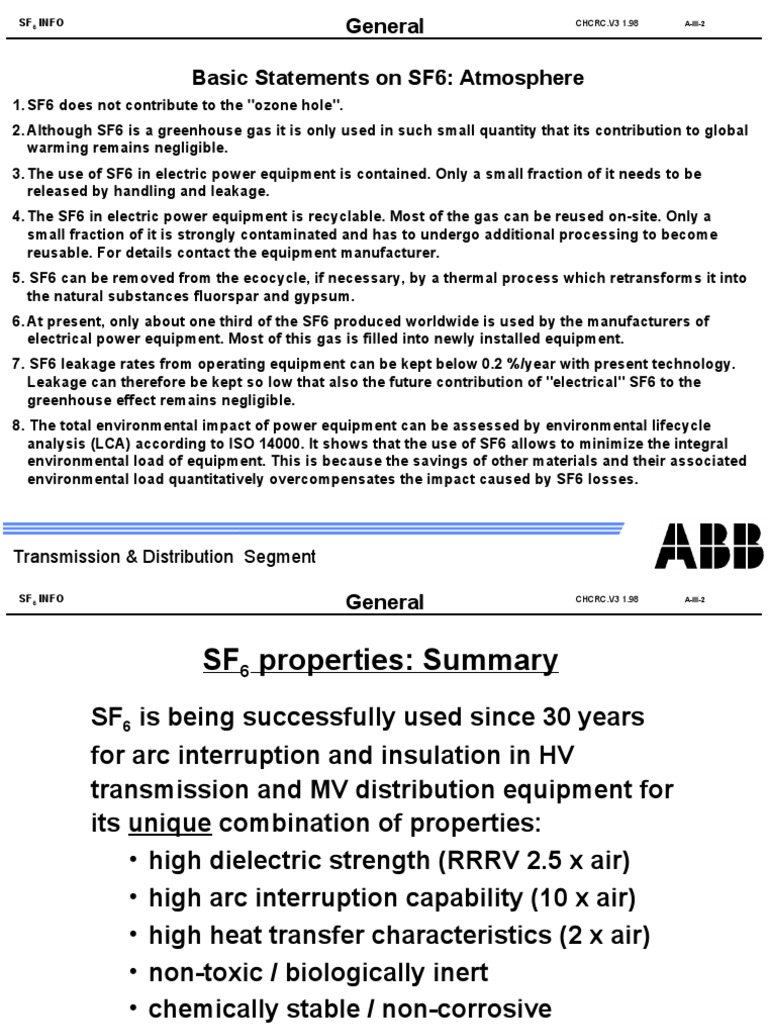 SF6 Environmental Impact and Sustainability | PDF | Life Cycle ...