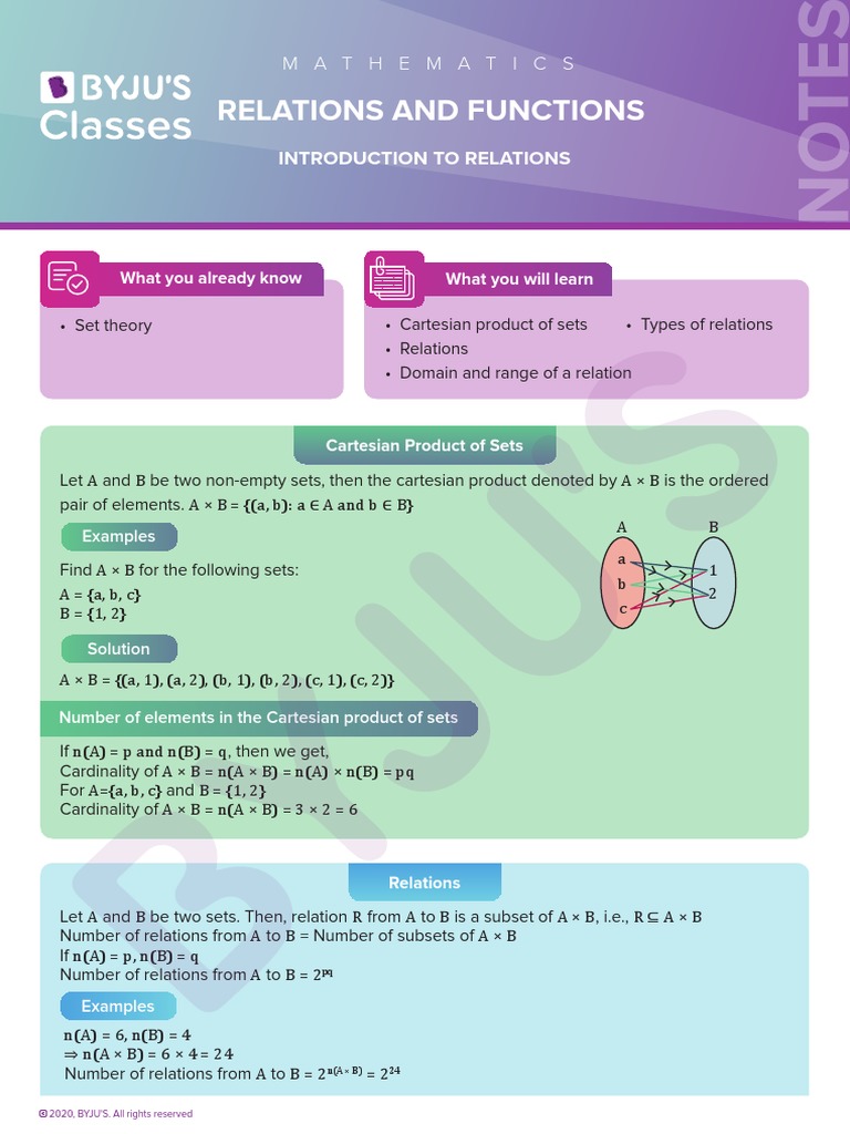Introduction to Relations and Cartesian Products | PDF | Function ...